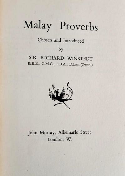 Malay Proverbs Richard Winstedt 1950 1st Ed Gohd Books