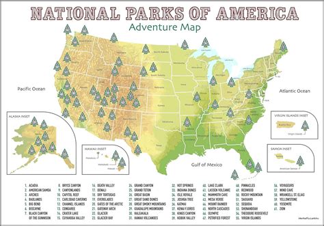 Map Of National Parks Usa Kinderzimmer 2018