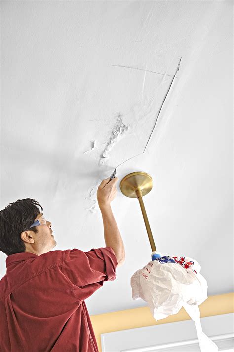 If you have noticed your ceiling bubbling up, starting to show darker spots that in some cases can even be brown, or having bulges. How to Patch a Ceiling | Repair ceilings, Home repairs ...