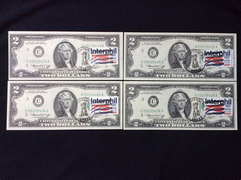 Set Of Four Uncirculated 1976 Bicentennial 2 Dollar Bills With Etsy