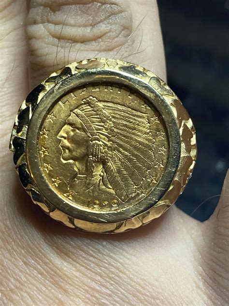 Coin Nugget Mens Ring Gold Liberty 25 Quarter Eagle 14 Karat Etsy