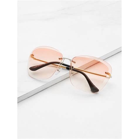 Sheinsheinside Rimless Tinted Lens Sunglasses 8 Liked On Polyvore Featuring Accessories