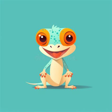 A Cartoon Lizard With Big Eyes Sitting On The Ground Generative Ai