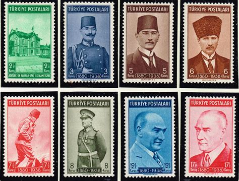Turkey Stamp Mnhog 1939 1940 1st Anniversary Of Kemal Ataturk Set