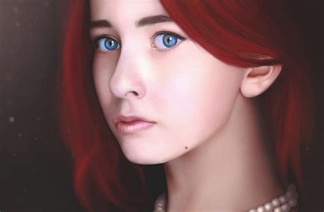 Wallpaper Face Digital Art Women Redhead Model Long