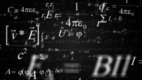 Math Physics Formulas On Chalkboard Tilting Computer Generated