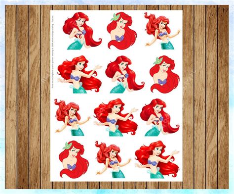 Little Mermaid Ariel Cupcake Toppers Printable Instant Etsy