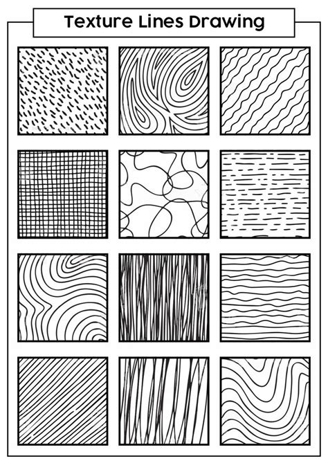 The Texture Lines Drawing Worksheet Is Shown In Black And White With