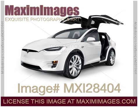 Photo Of White 2017 Tesla Model X Luxury Suv Electric Car With Open