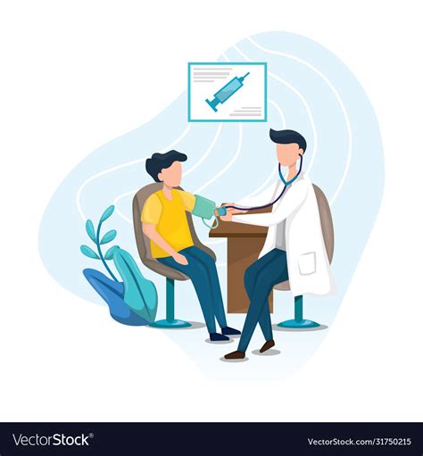 Doctor Is Checking Patient Blood Pressure Vector Image