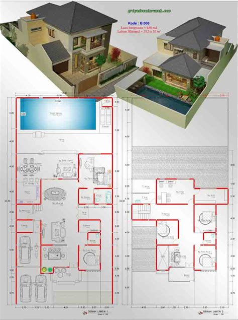 Desain kolam renang indoor ukuran kecil misal 10×20 meter cocok diterapkan pada rumah minimalis baik 1 lantai maupun 2 lantai. 75+ Desain & Denah Rumah Super Mewah Impian, 1 dan 2 Lantai