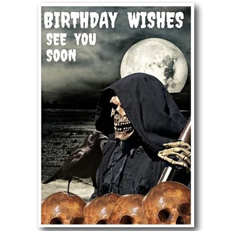 Grim Reaper Birthday Wishes Card In 2020 Birthday Wishes Cards