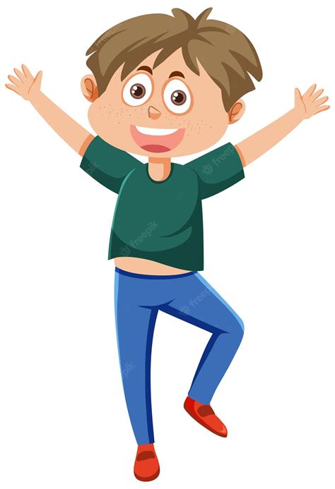 Premium Vector A Happy Boy Jumping Cartoon Character