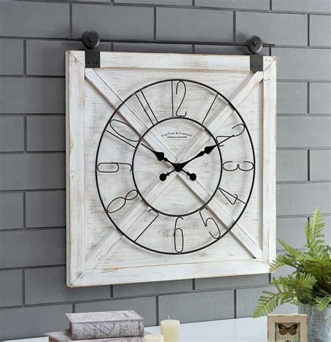 Rustic Farmhouse Wall Clock Large Wooden Barn Door Style Home Office