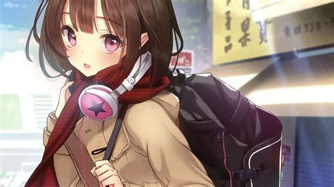 1920x1080 Anime Girl With Headphones Artwork Laptop Full
