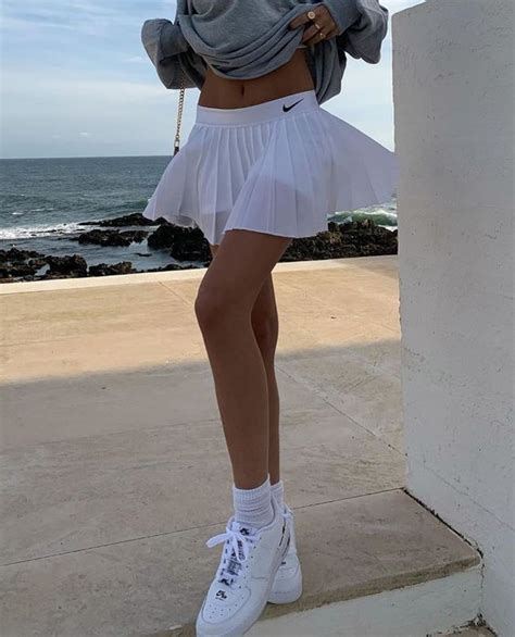 Street Style Nike Tennis Outfit White Tennis Skirt Tennis Skirts