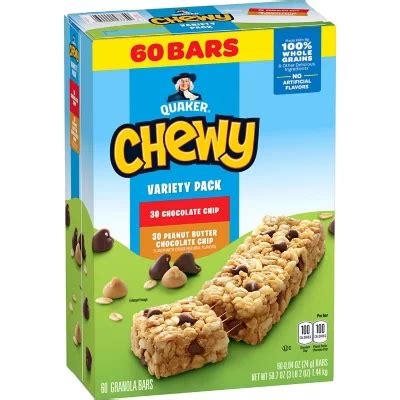 Quaker Chewy Variety Pack Chocolate Chip And Peanut Butter Chocolate