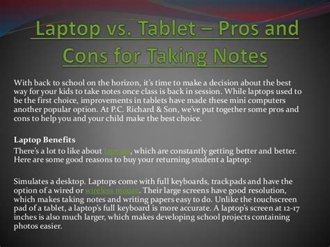 Laptop Vs Tablet Pros And Cons For Taking Notes