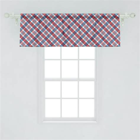 Plaid Window Valance Checkered Pattern With Diagonal Stripes Antique