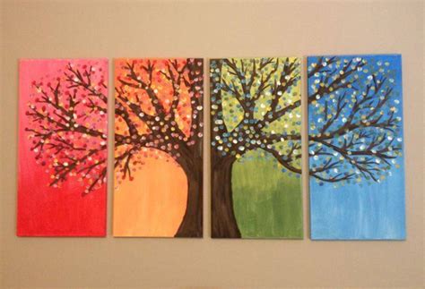 4 Season Tree Painting Easy Canvas Painting Easy Canvas Painting