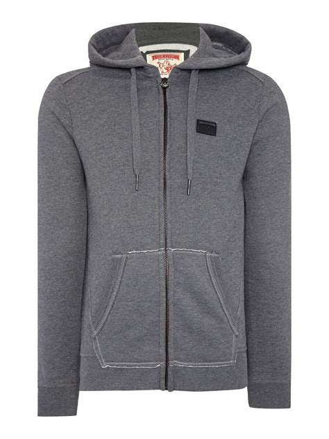 True Religion Zip Through Hoodie In Gray For Men Grey Lyst