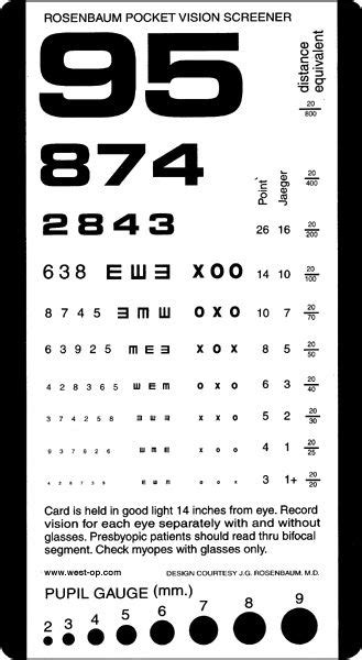 Rosenbaum Pocket Eye Chart Eye Sight Improvement Eye Chart Best