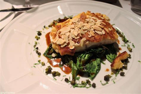 Crusted Sea Bass With Almonds Lemon And Caper Vinaigrette At Le Violon D Ingres Ingres Food