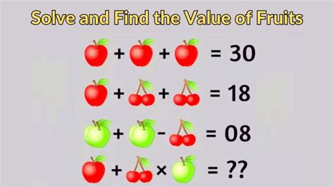 Brain Teaser Math Puzzle Solve And Find The Value Of Fruits News