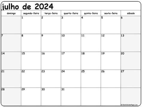 Julho De 2022 Calendario Grátis Em Português Calendario Julho