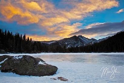 Winter Bear Lake Sunset Rocky Mountain Colorado