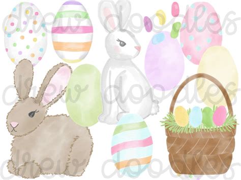 Watercolor Easter Digital Clip Art Set Instant Download Etsy
