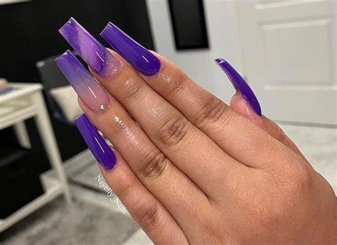 Princess ♛ Purple Acrylic Nails Long Acrylic Nails Coffin Bling