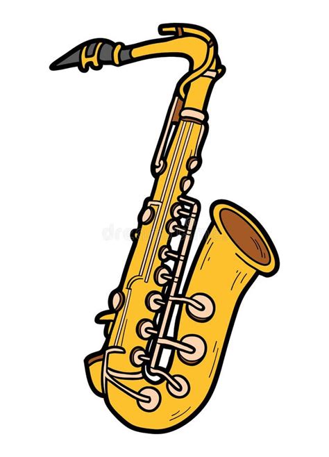 Cartoon Illustration Saxophone Colorful Musical Instrument Stock
