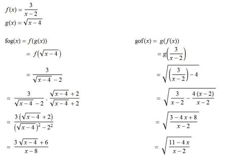 Matematika kelas xi program ips. diketahui f(x) 3/x-2 dan g(x) = √x-4tentukan f°g(x) dan g ...