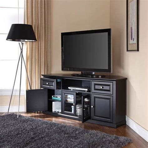 corner tv stand  black crosley furniture corner