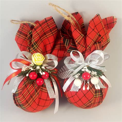 Handmade Fabric Christmas Ball Set Xmas T Etsy