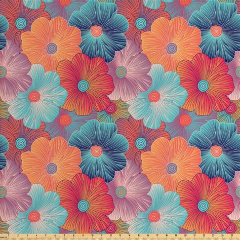 Floral Fabric By The Yard Repeating Pattern Overlapped Flower Petals