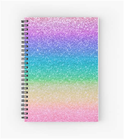Rainbow Glitter Spiral Notebooks By Christyne Redbubble