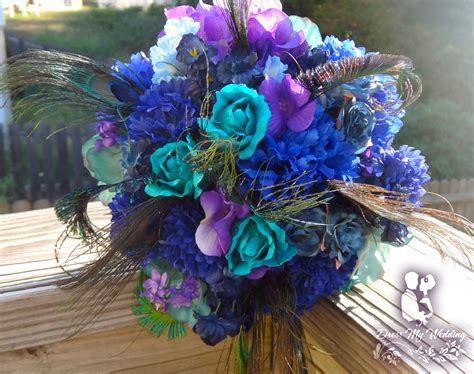 dress my wedding peacock bridal bouquet teal purple blue bridal bouquet with peacock