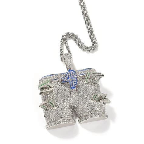 Big 4pf Pants Dollars Micro Paved Pendant Necklaces 3a Cubic Zirconia