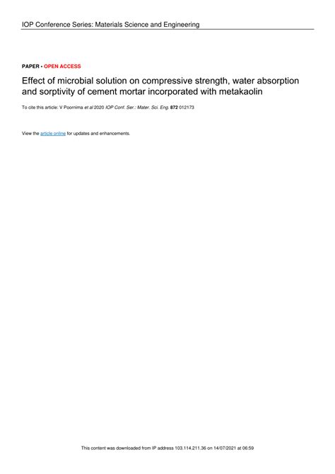 PDF Effect Of Microbial Solution On Compressive Strength Water