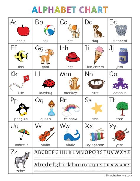 Printable Abc Chart With Pictures Alphabet Chart Printable 56 Off