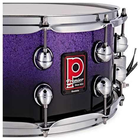 Premier Genista 14” X 7” Maple Snare Drum Purple Fade Sparkle At