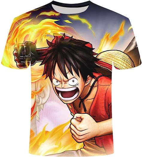 One Piece Luffy T Shirt Casual Tshirt Homme O Neck Streetwear Blood