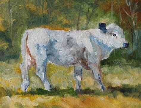 American White Park Cattle Original Fine Art For Sale Carlene