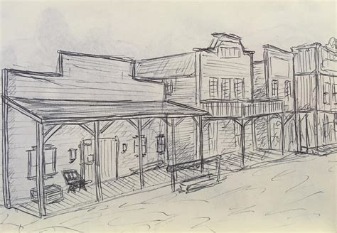Western Town Drawing At Explore Collection Of