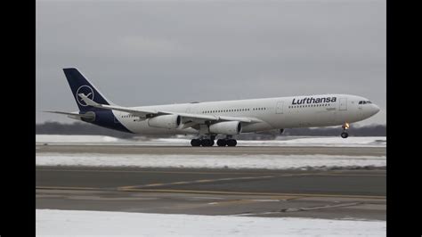 Lufthansa A340 Take Off Dtw Youtube