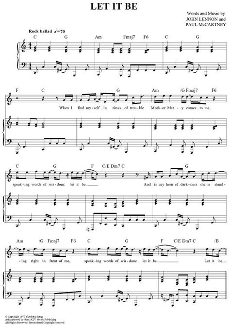 Let It Be Piano Sheet Music Free Easy Piano Sheet Music Piano Sheet