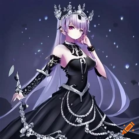 Anime Queen Girl With Silver Diamond Crown