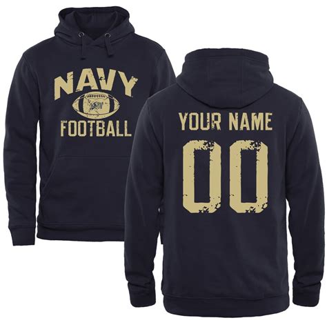 Navy Midshipmen Personalized Distressed Football Pullover Hoodie Navy